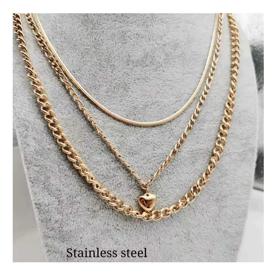 

TTM Xuping Gold Plated IP Stainless Steel Thick Cuban Chain Thick Necklace Miami Double Chain stainess stell Necklace