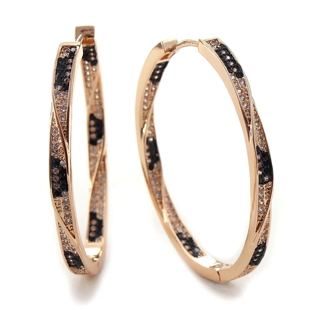 

MHS.SUN Twisted Design Women Leopard Hoop Earrings Fashion Mosaic Zircon Loop Earrings Luxury Gold Color Jewelry For Gifts