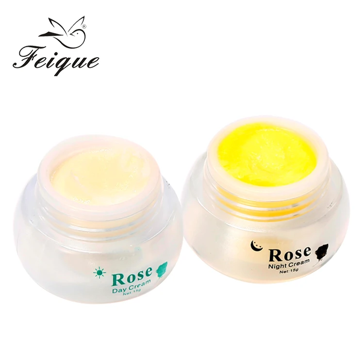 

FEIQUE High Quality Skin Care Products Moisturizing Whitening Rose Extract Face Care Cream Set, Day:white,night:yellow