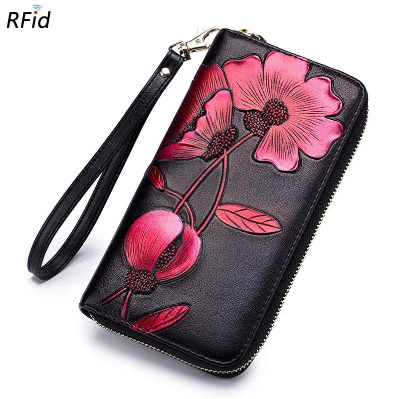 

Wholesale Chinese Style Leather Wallet With Embossed RFID Luxury Purses And Handbags For Women, Customized color