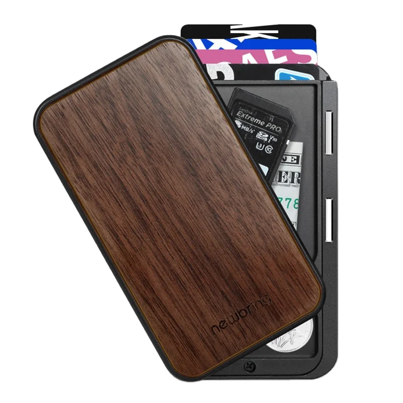 

Handmade custom card case wooden business card holder eco-friendly Wallet Slim coin purse