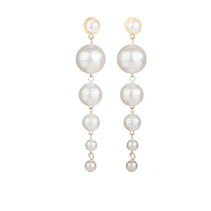 

Fashion Jewelry Party Elegant Big Simulated Pearl Large Earrings Imitation Pearl String Statement Drop Earrings Gift, Gold