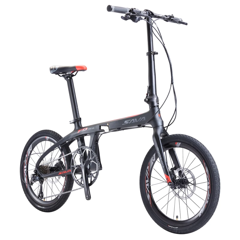 

SAVA Z1 Carbon Fiber Folding bike 20 Inch Carbon Frame Bicycle Folding with 20S City bike Mini Folding City Bike, Black red/black blue/black orange