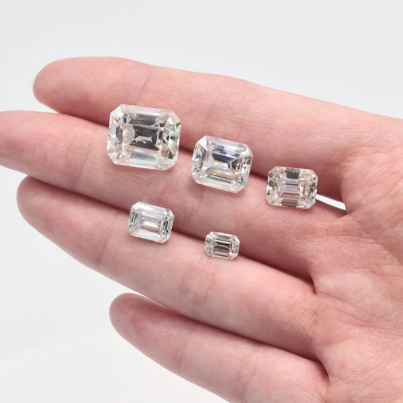 

GRA Certificate 2*3 to 12*14mm Moissanite Emerald Cut Moissanite Pure White VVS DEF Color Moissanite Loose Stones