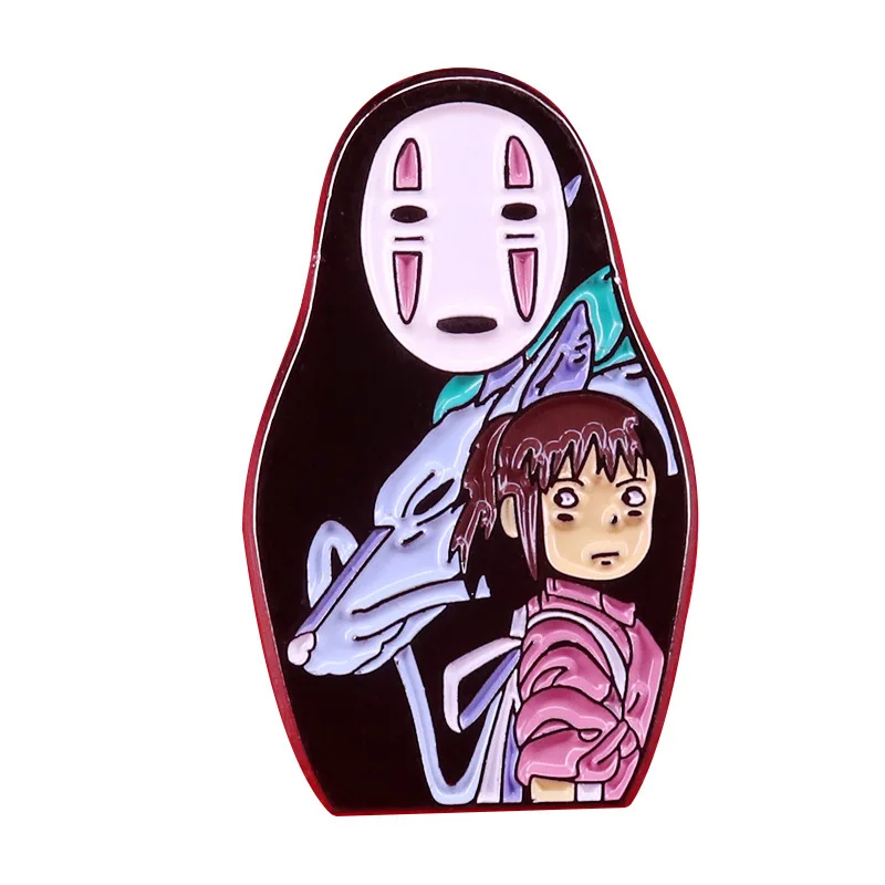 

Japan Anime Spirited Away RUMI No Face Men Dragon Pin Alloy Enamel Pins Brooch for Fans