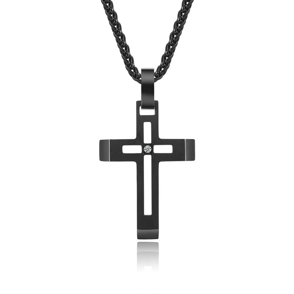 

Christian jewelry stainless steel black cross necklace for men
