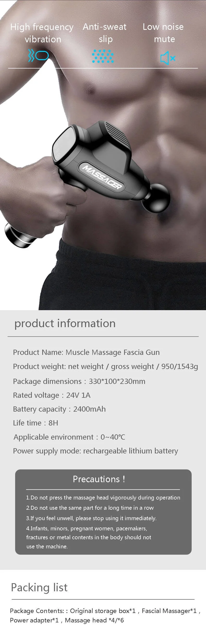 Handheld Wireless Body Sports Deep Tissue Muscle Massage Gun