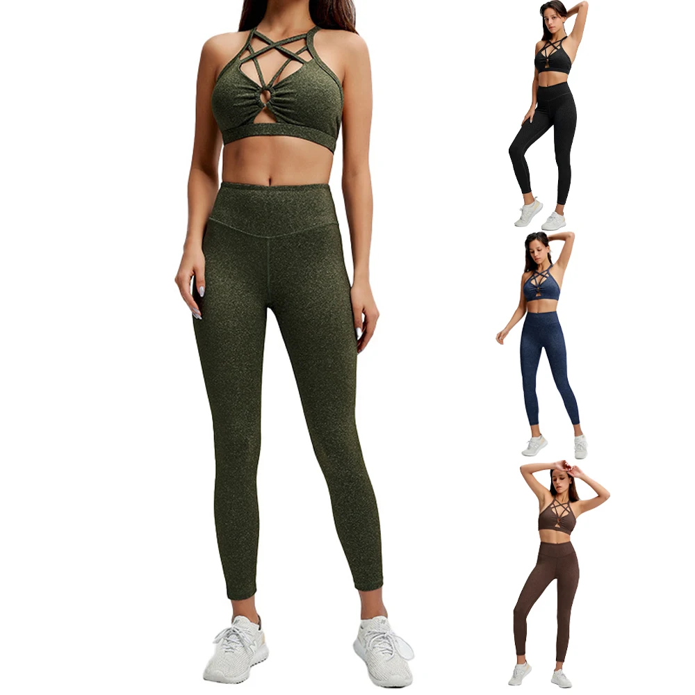 

2021 women's yoga set 2 piece yoga workout set Bras Clothing Tracksuit Female Women's Fashion, Multi color optional