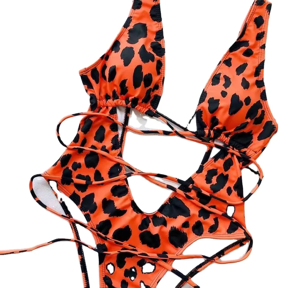 

2021 Bodysuit Bandage Swimsuit Serpentine Floral Swimming Costume Women Swimsuit One Piece