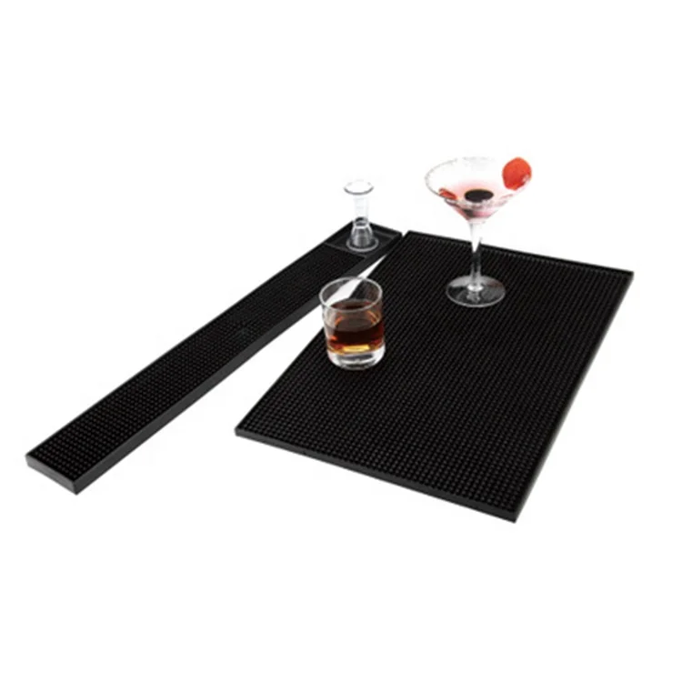 

2020 Promotional Good Quality Custom 3D Logo Black Soft PVC Rubber Drink Bar Mat, Black or custom