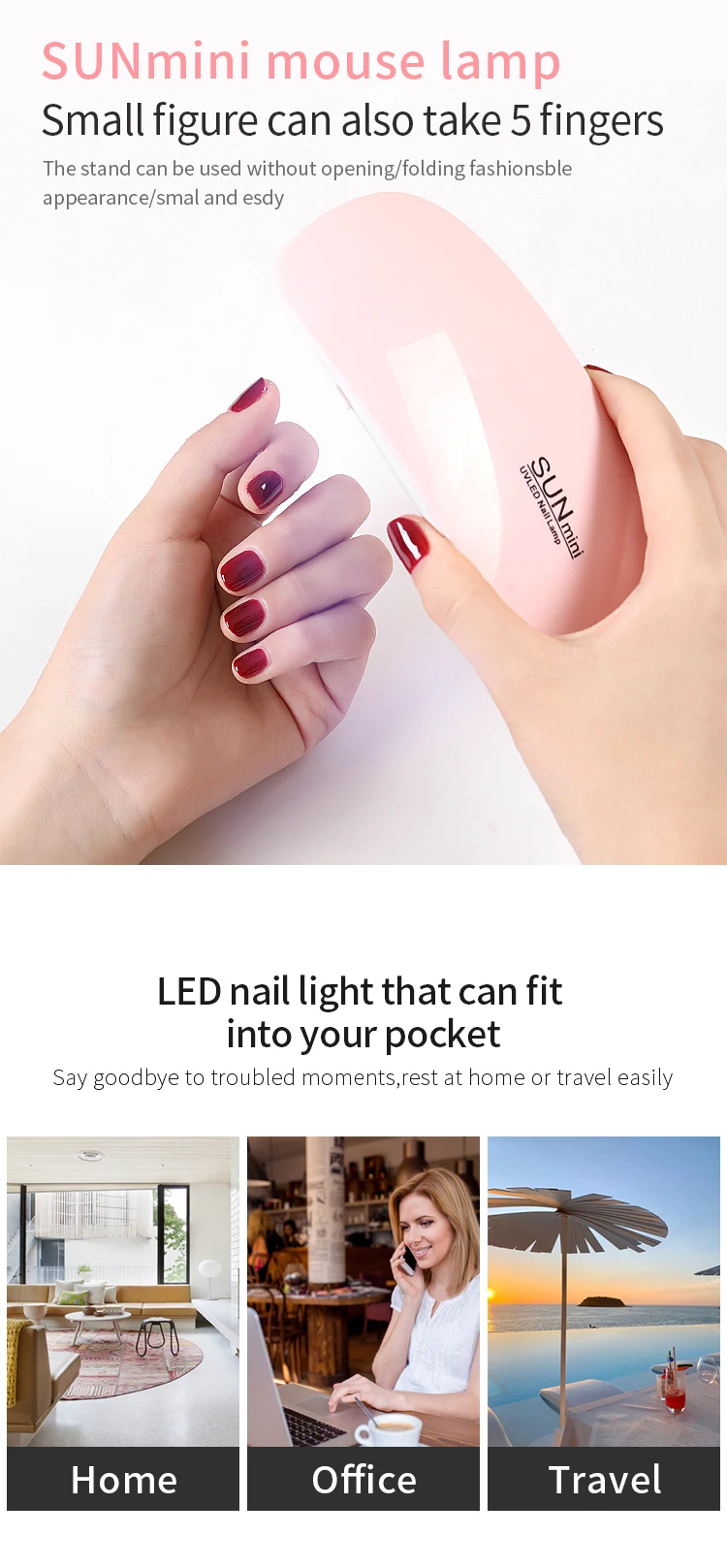 Wholesale Mini Portable Sun Gel Nail Lamp UV Light LED New style Factory lampara UV Led Gel Nail Lamp nails polish colour