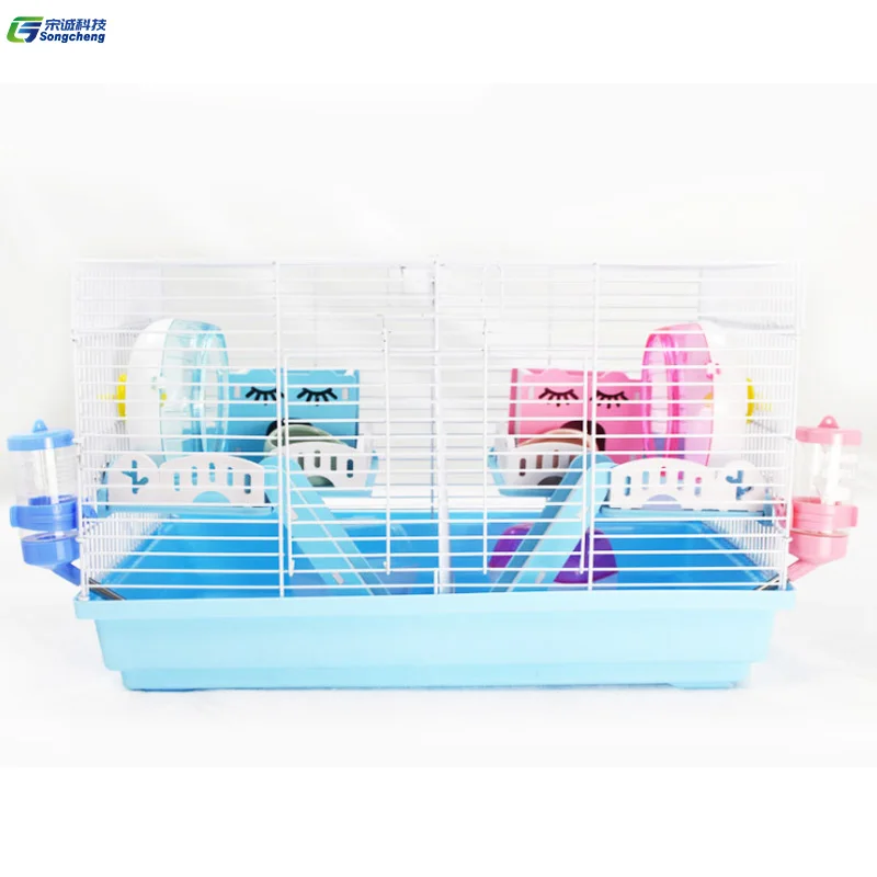 

2021 Sweet and stylish Cozy Hamster Cage Small Pets Habitat Housing Vila for Hamster Lover Pals 4pcs/carton, Blue, pink