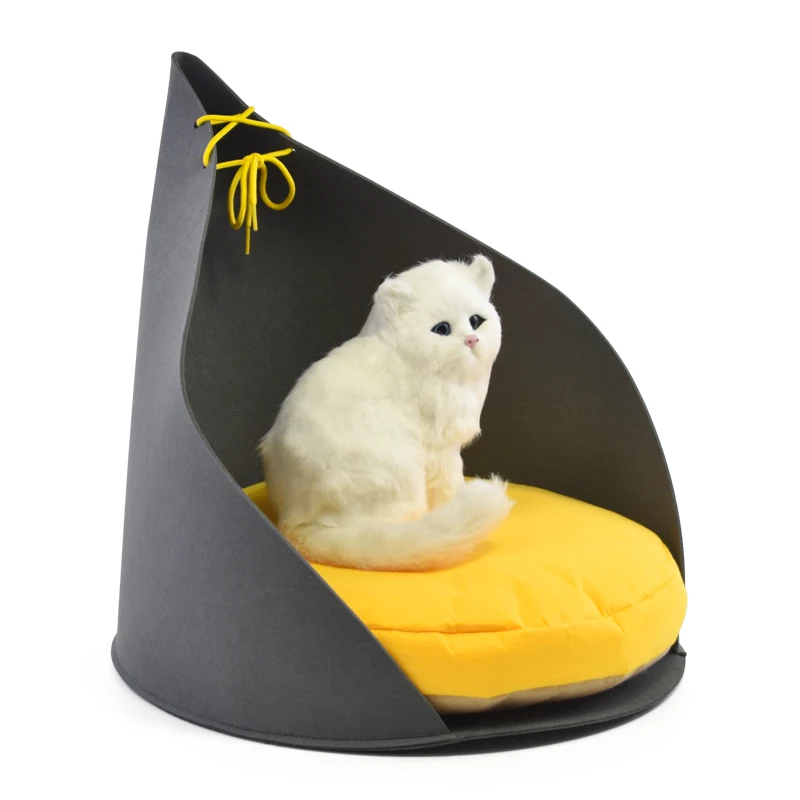 

Wholesale Custom Removable Washable Comfortable Felt Cat Cave Soft Dog Bed For Pet, Light grey, black or customized