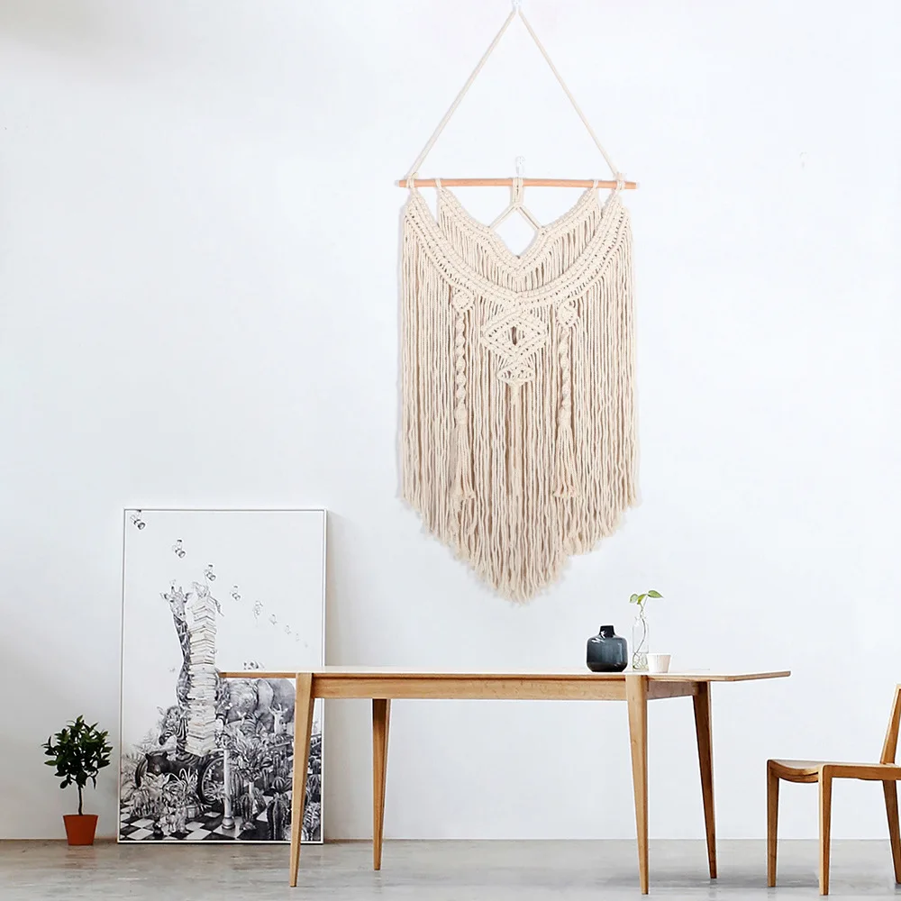 

Simple Boho Tassel Tapestry Handmade Woven Macrame Art Wall Hanging Home Decor