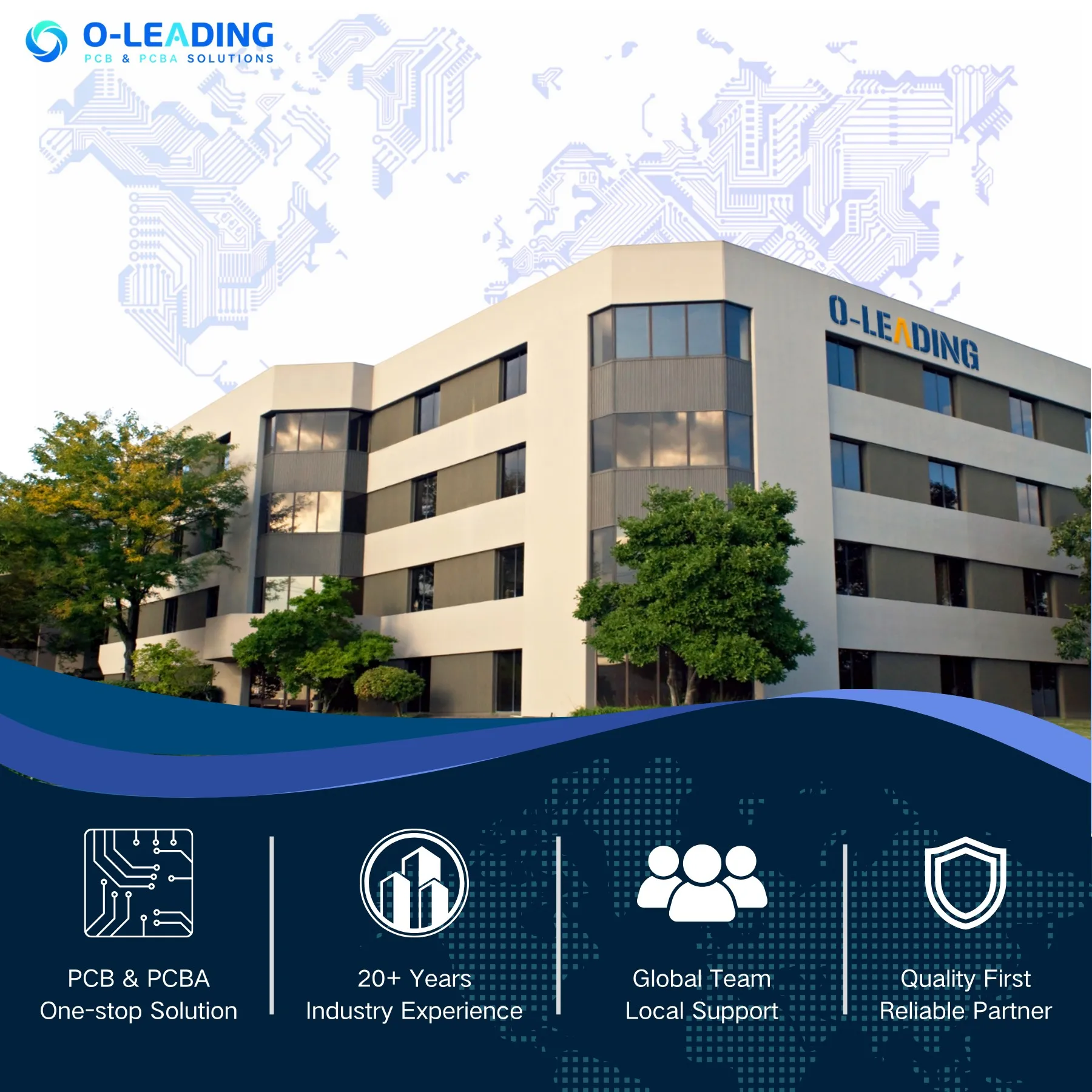 O-Leading headquarters and global PCB PCBA solutions
