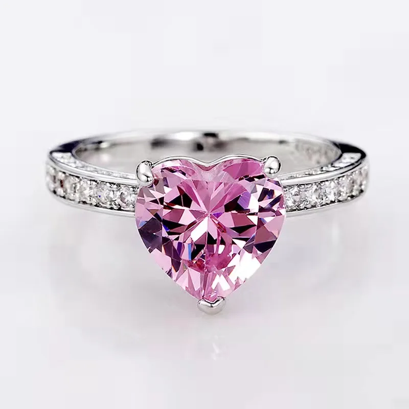 

Fashion jewelry ring heart pink, Silver