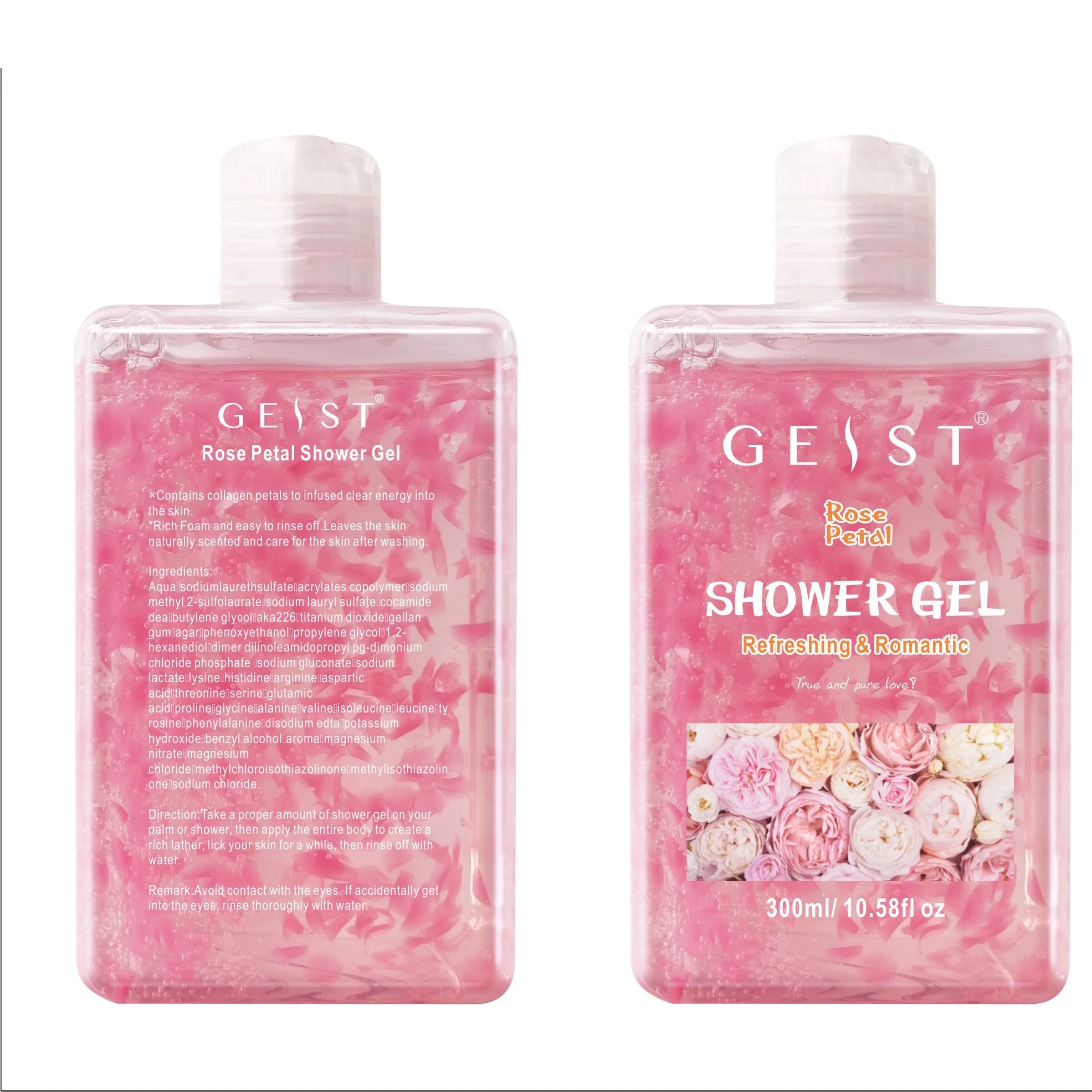 

OEM Private Label Organic Natural Rose whitening liquid bath shower gel
