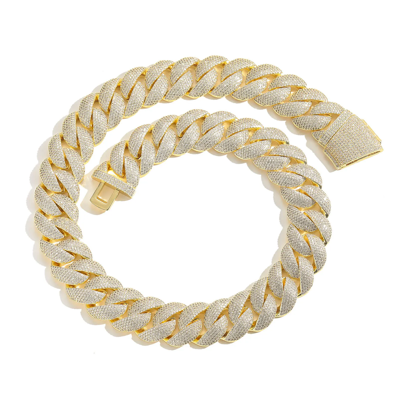 22mm Luxury Gold Plated Zirconia Full Paved Cuban Chain Necklace Bracelets Hiphop Jewelry Heavy Chain Necklace Bracelets