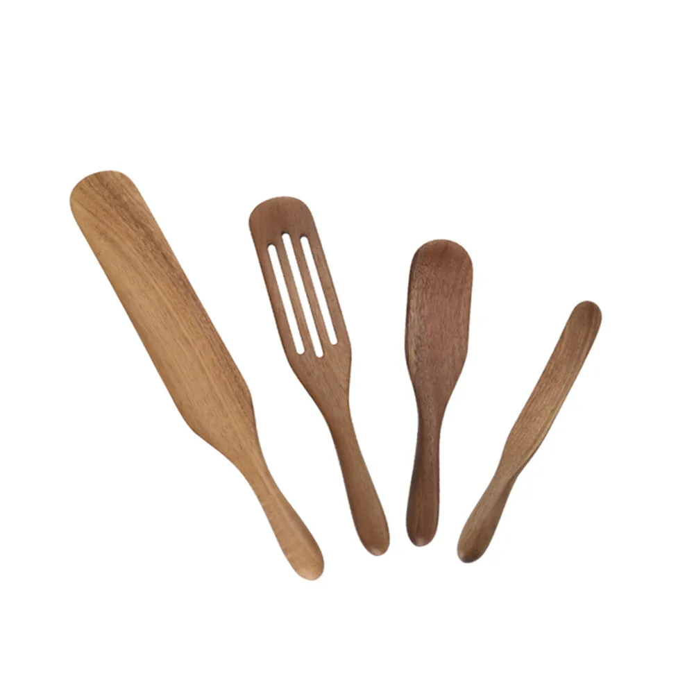 

Kitchen Acacia Wood Spatula Spurtle 4 Piece Set Stirring Cooking Utensil Tool, Customized