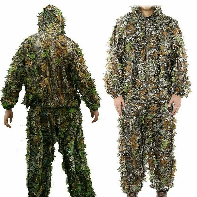 

Sniper Cover Military Woodland 3D Leaf Camouflage Jungle Ghillie Suit Kit Cloak For Hunting Birding, Green camouflage