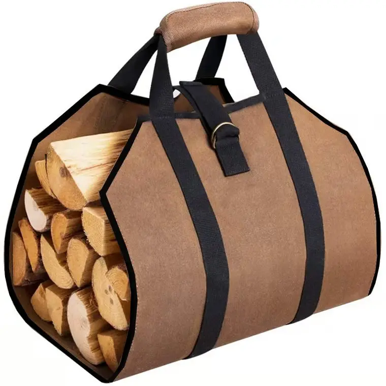

2022 Canvas Log Carrier Bag Durable Tote Wood Firewood Carrying Storage Bag Log Carrier Tote Bag Firewood Log Carrier, Customized