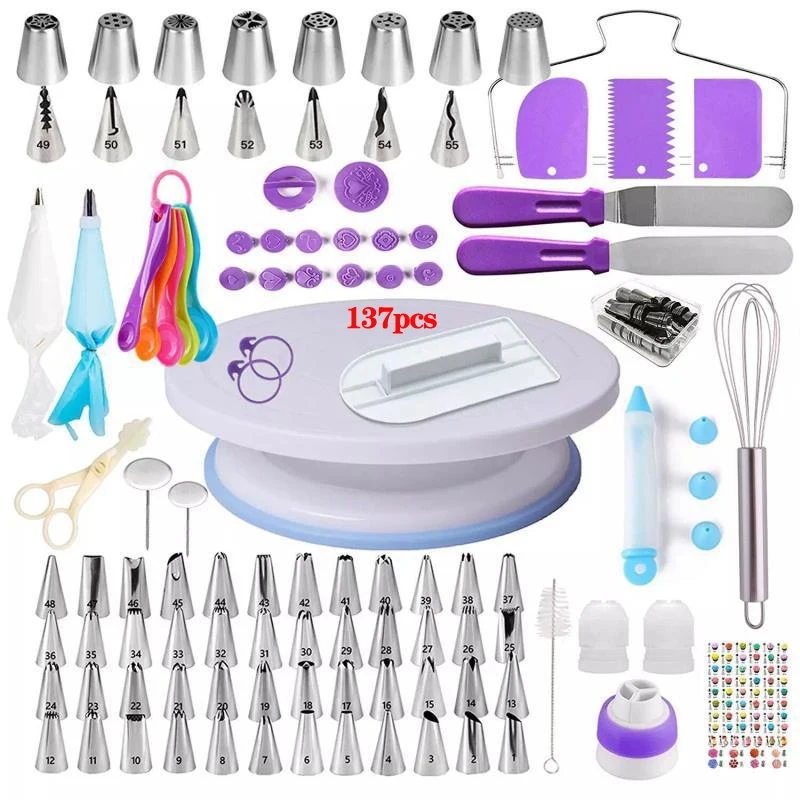 

137pcs/Set Cake Decorating Supplies Kit for Beginners Baking Pastry Tools Baking Accessories, White