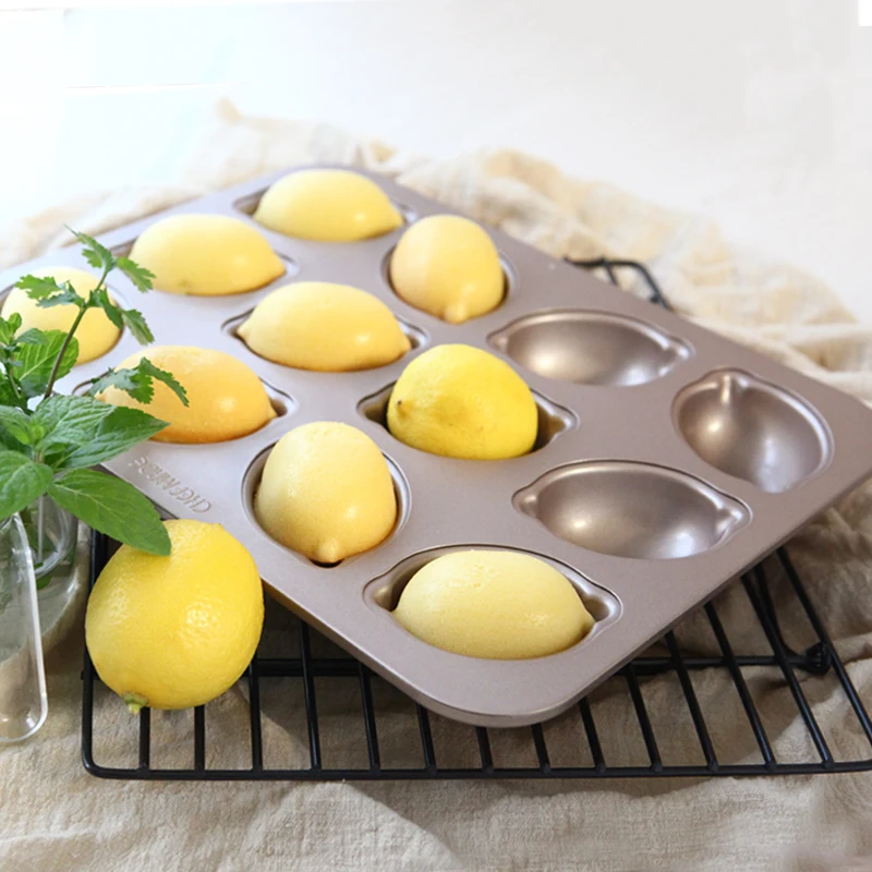 

Non-stick carbon steel lemon shaped cake mould baking tray