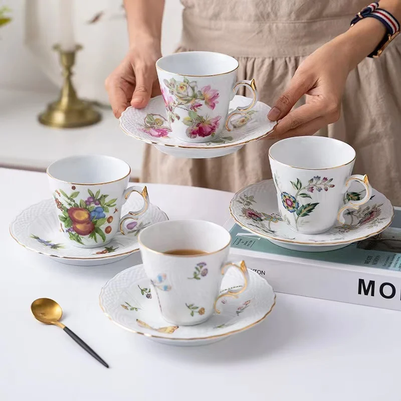 

Chinese ceramic vintage porcelain coffee set tea cups and saucer gift sets