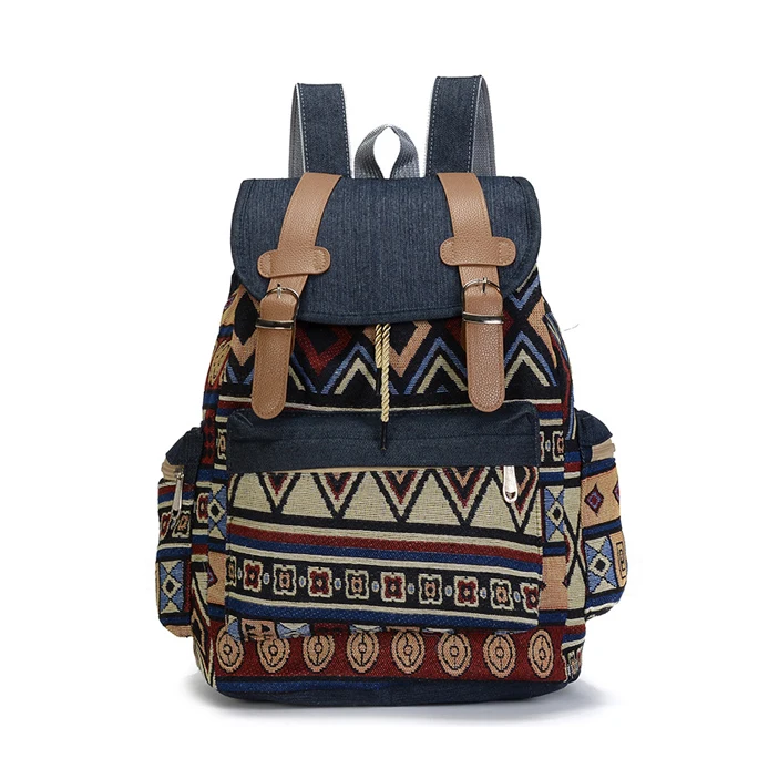 

Custom fashion ladies bag womens travel school drawstring vintage canvas backpack wholesale
