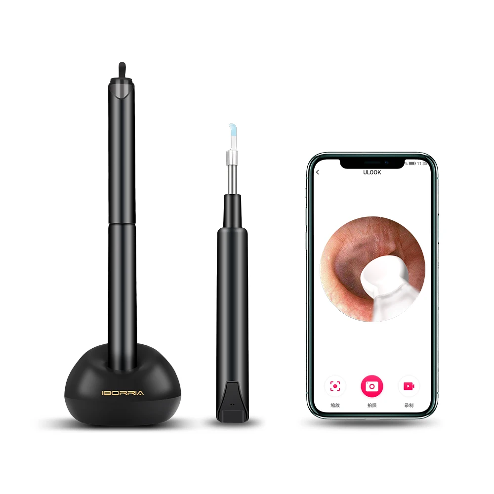 

High quality WiFi ear wax removal tool camera/ear wax camera visual earpick vacuum cleaner