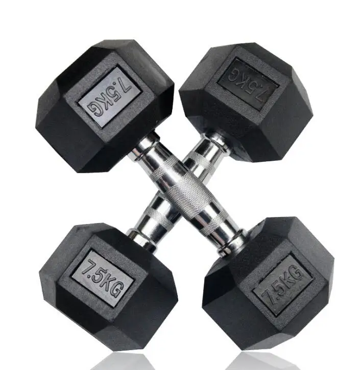 

Cheap Price gym ruber dumble Custom Logo Gym Rubber Weight Hex Dumbbell Sets, Black