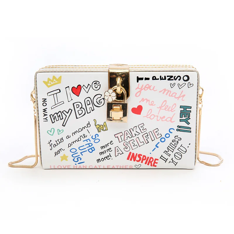 

TS9226 2020 New Amazon explosion models chain shoulder crossbody bag graffiti fashion letters designer box bags