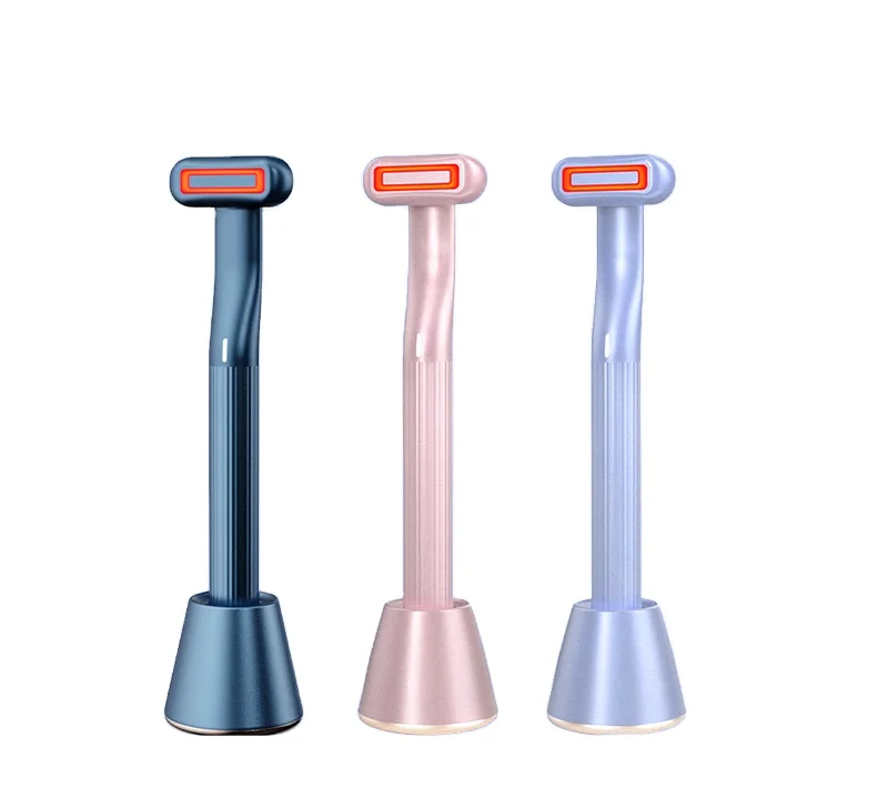 

2021 Eye Massager EMS Micro Current Vibration Heating Red Light Therapy Eye Beauty Wand Device, Pink, purple and blue