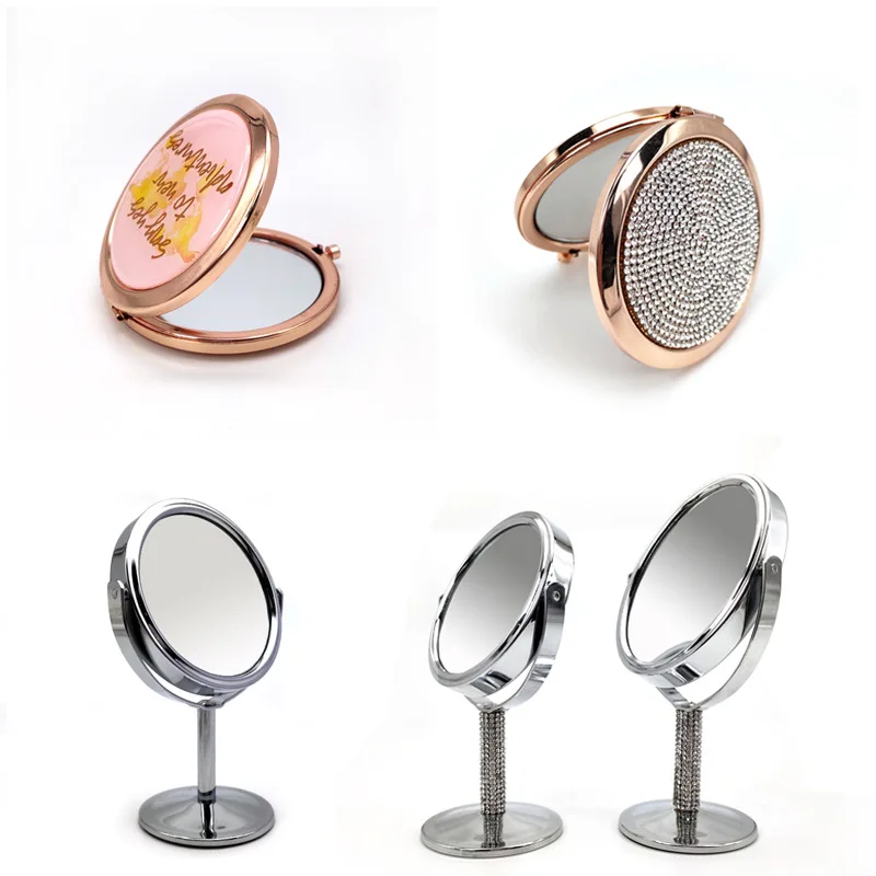 

Wholesale Vanity Innovative Custom Small Hand Makeup Make Up Pocket Mirror, Rose gold