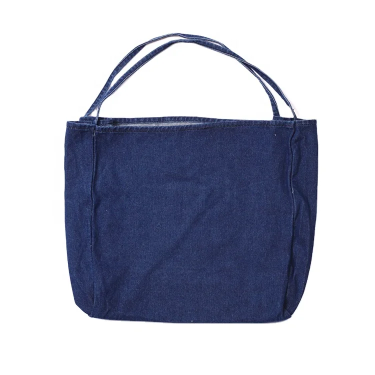 

Wholesale large capacity shopping denim handbag eco friendly wide women shoulder bags, Customizable