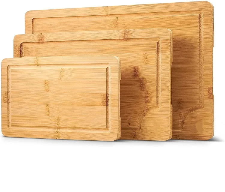 

Bamboo Cutting Board Set with Juice Groove (3 Pieces) Natual Bamboo Chopping Board Set for Kitchen