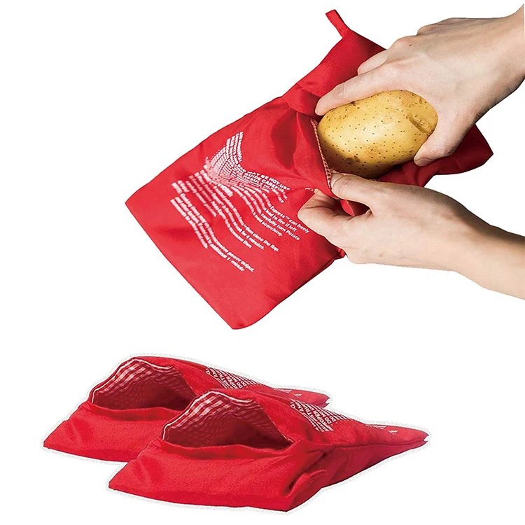 

High Quality New Arrival Amazon Best Selling Products Eco-friendly Kitchen Accessories Gadgets Microwave Baked Potato Bag, Red