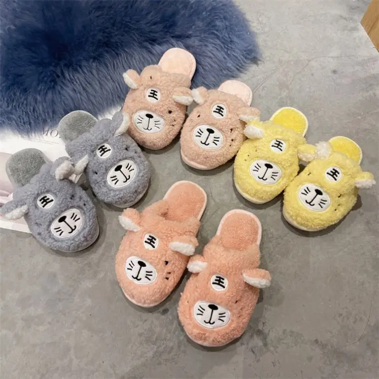 

2021 New winter indoor and outdoor wool slippers cotton home slippers D11479, Yellow/gray/pink/light pink