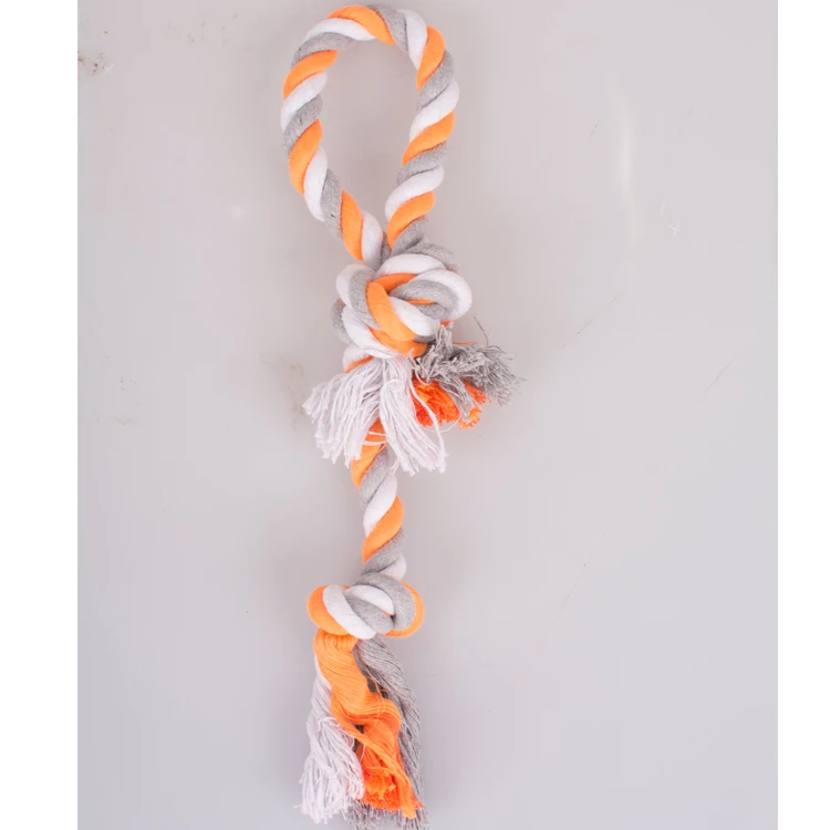 

Manufacturer wholesale free sample color interlaced pet dog rope toys, Orange,yellow