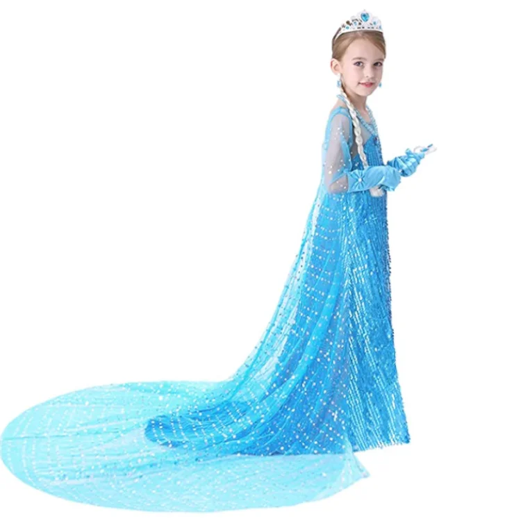 

Little Girl Luxury Sequin Elsa Princess Dress Costumes in Different Color for Birthday Party Cosplay Dress Up, 2 color available