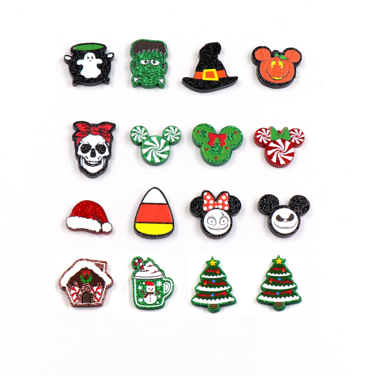 

(Set of 10)Mouse Head For Stud Earrings (Flat back) Candy Monster Halloween Christmas Glitter Acrylic Jewelry Accessories