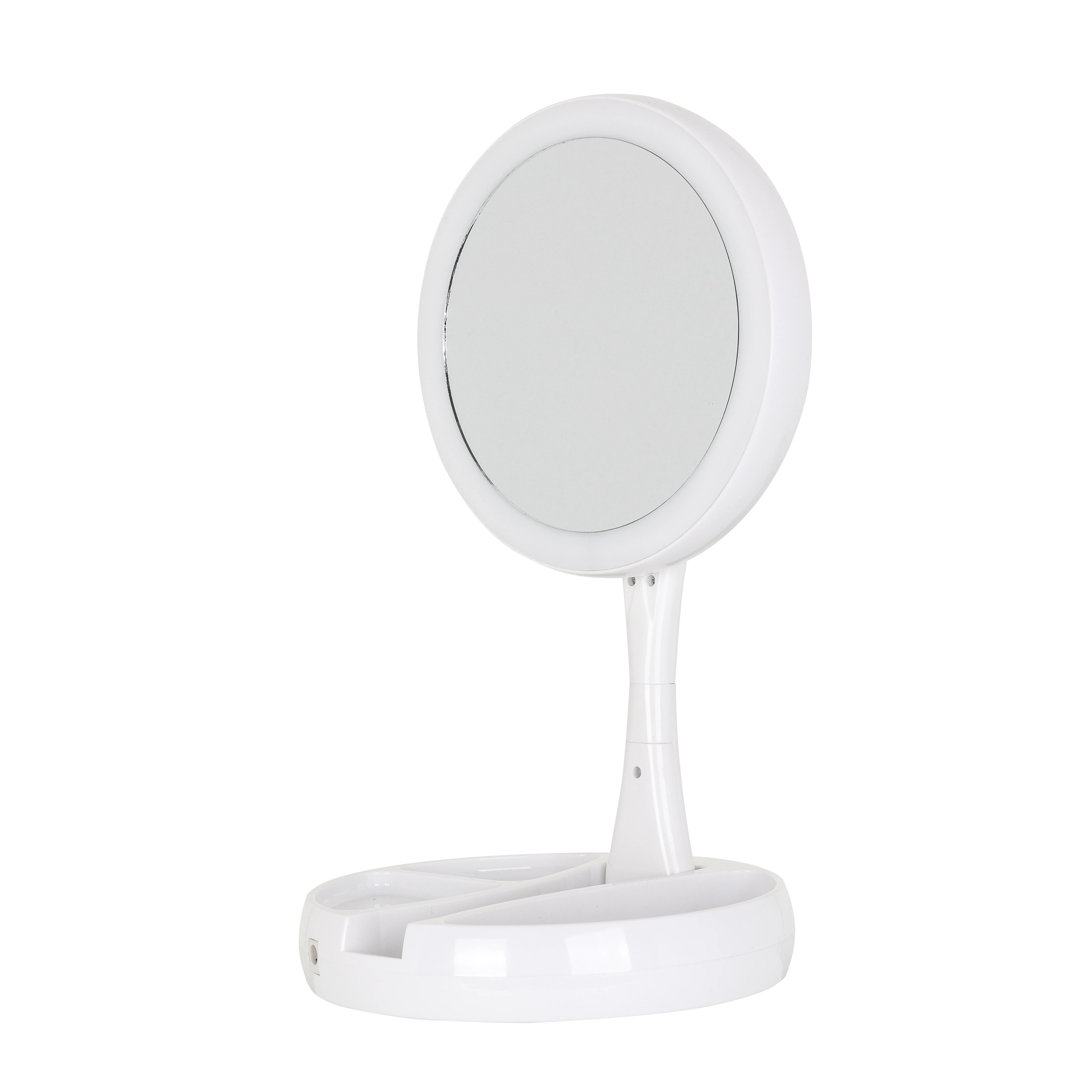 

Led Fashion Cosmetic Mirror Trifold Desktop Foldable Lighted Makeup Mirror For Girl, White