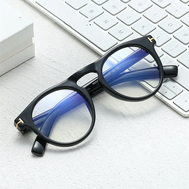 

Jiuling Eyewear transparent uv400 lens blue light blocking plain spectacles personality round tr90 glasses frame eyeglass