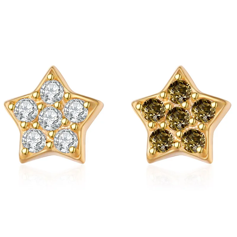 

Colorful Brass Five-Pointed Little Star Diamond Stud Earrings for Girls Gift