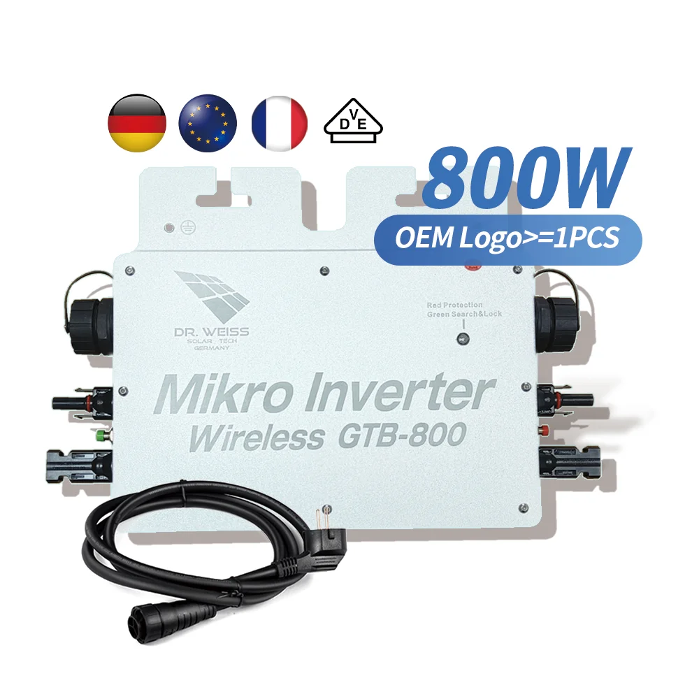 Garden Mini Solar System Solar Micro Inverters 800W IP65 MPPT Smart Tuya APP WIFI Three Phase & Single 91% Efficiency