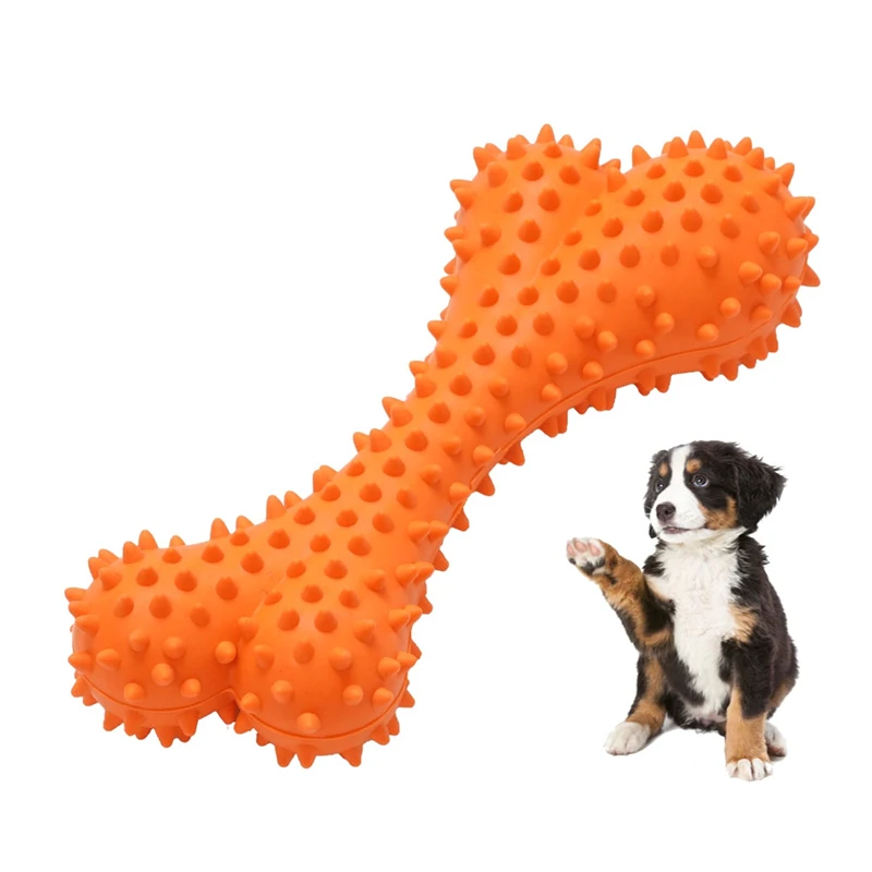 

Hot Selling Pet Toy Funny Round Dumbbell Pet Chew Toy Natural Rubber Dog Toys, Orange, blue