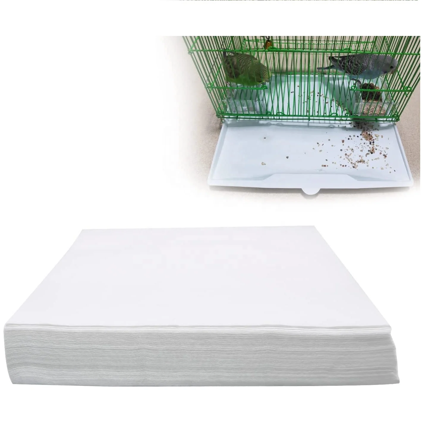 

Non-Woven Bird Cage Liner Papers 100 Sheets Precut Absorbent Bird Cage Paper Pet Animal Cages Cushion