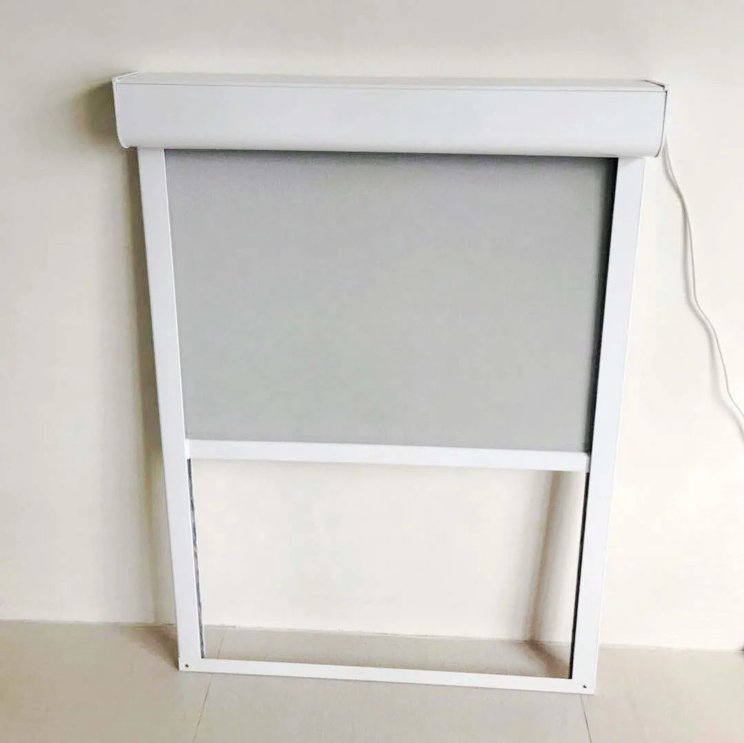 

Outdoor motorized zip track system roller blind, White , beige , grey, brown, black etc