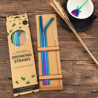 

Hot Selling FDA Custom Metal Stainless Steel Straw With Case Paper Box