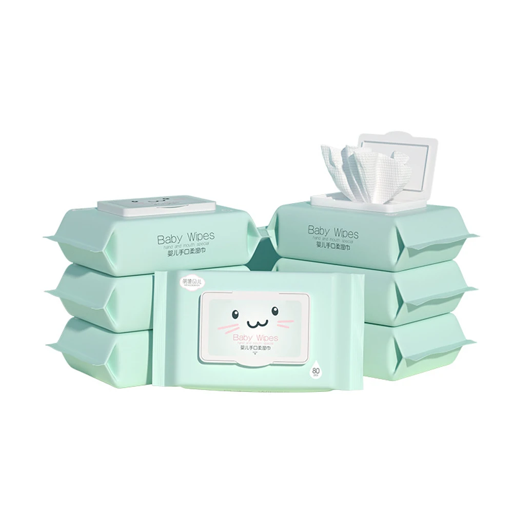 

China factory supplier disposable 80pc water wipes alcohol-free baby wet wipes, Green